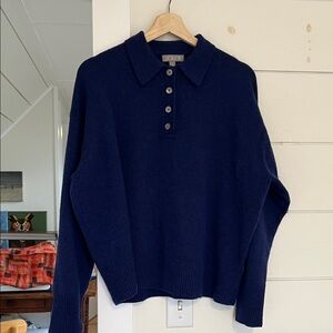 J. Crew Midnight Blue wool blend collar sweater size L
